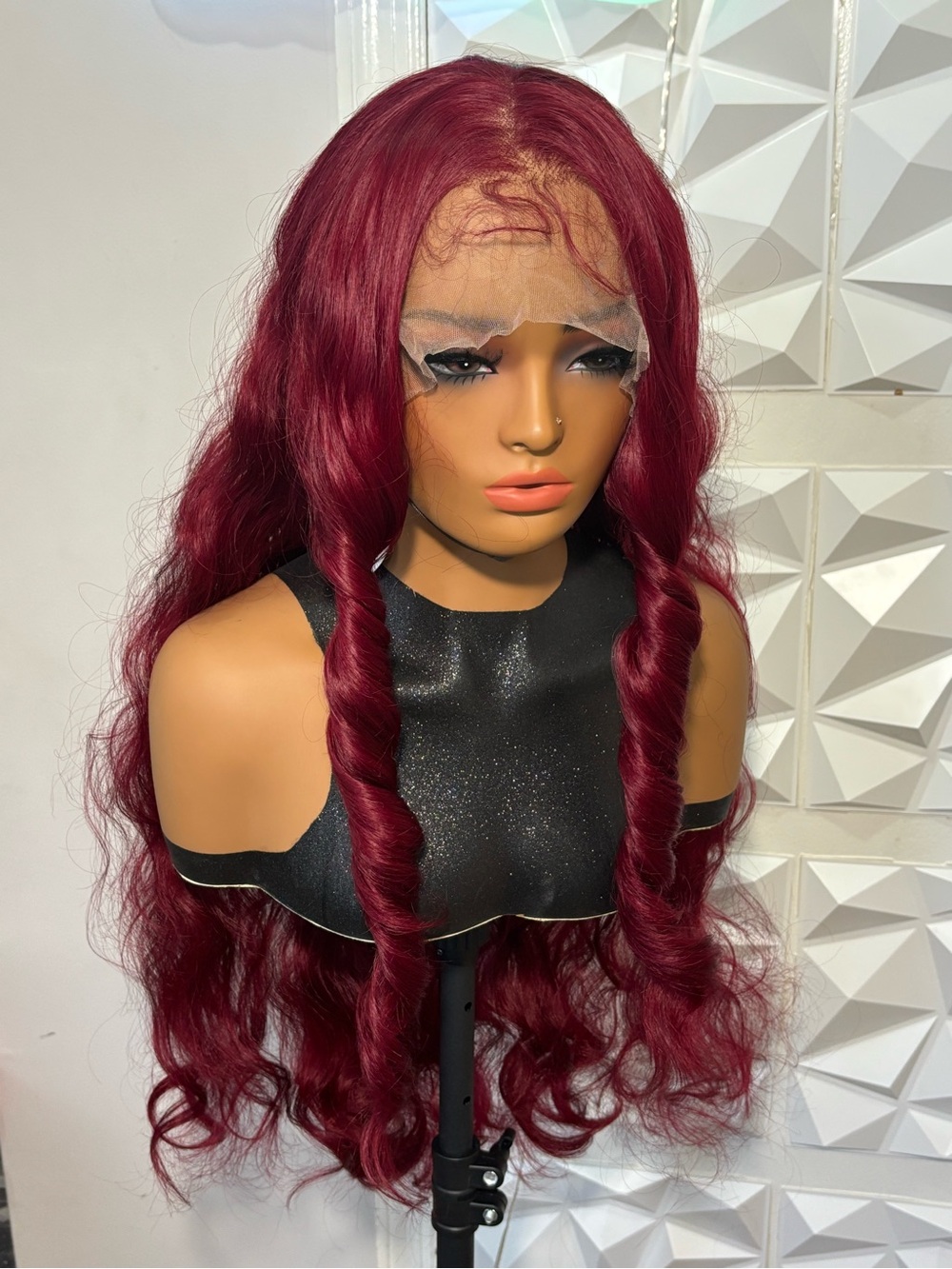 30 Inches HD Frontal Lace Burgundy Body Wave Wig | Heat-Safe Hair Blend